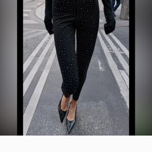 Zara Black Ankle Pants with Silver Accents